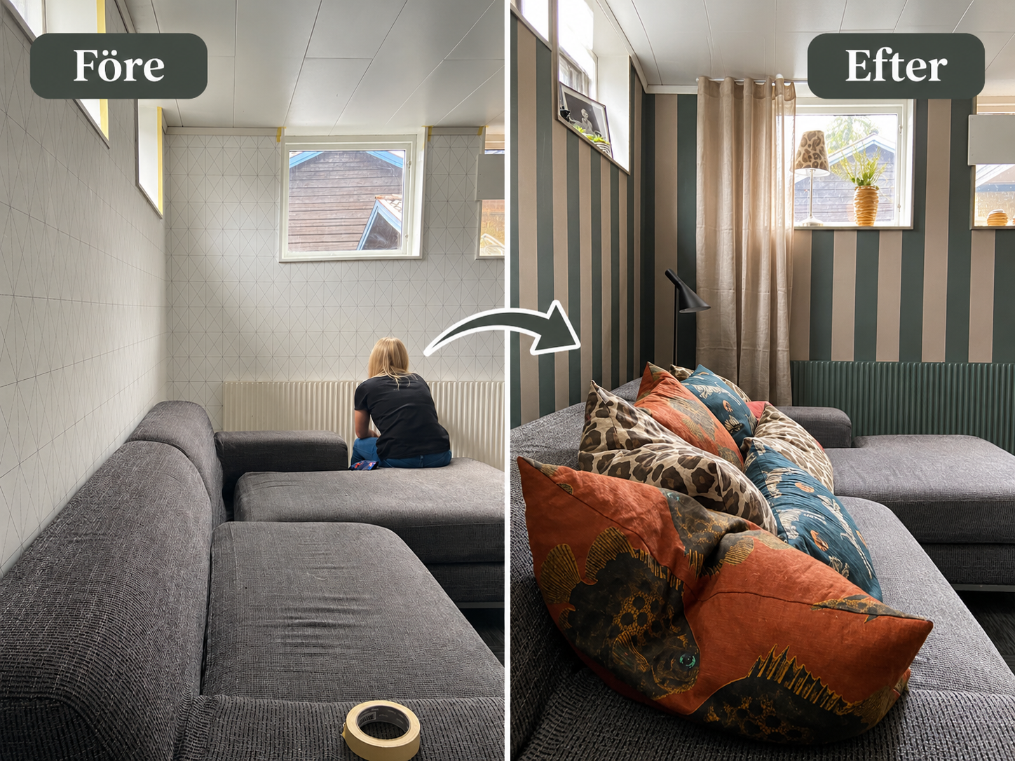 Kuddar till grå soffa – så placerar du dem (och räddar en grå soffa)
