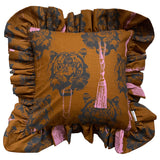 Coco tiger mustard | Ruffled cushion cover